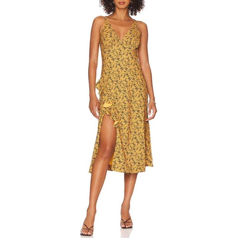 Rhode Dress Floral Ruffle‎ Romantic 90s Irvetta Midi L
